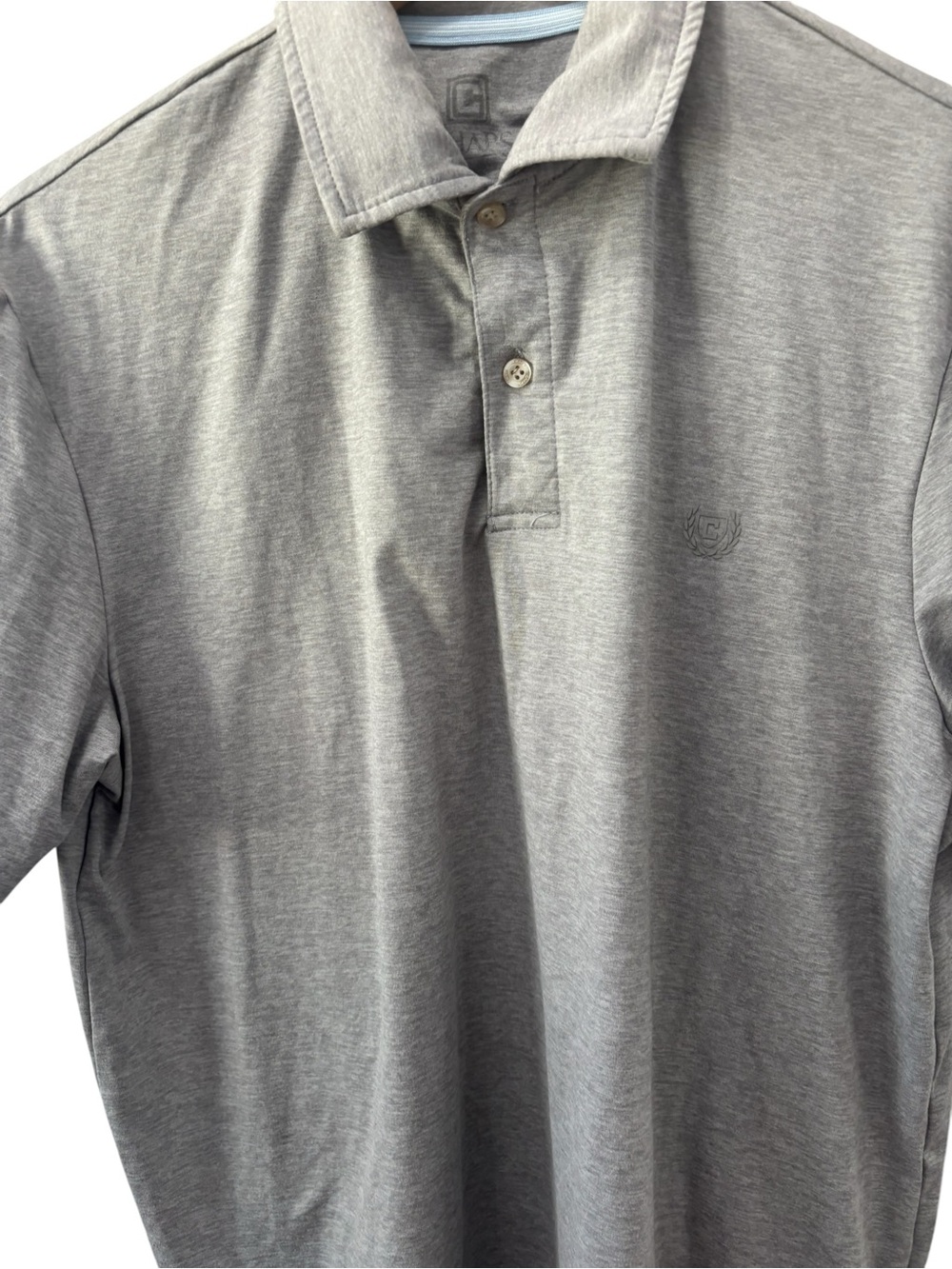 Chaps Polo Shirt Mens Size Medium Gray‎ Heather Logo Active Soft Mens Top - Picture 2 of 7